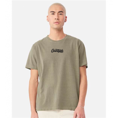 Washed Olive Unisex Courtside Classic Script Tee