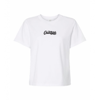 White Women's Courtside Classic Script Relaxed Tee