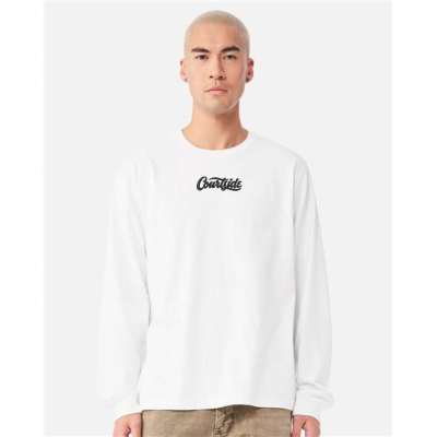 White Unisex Courtside Classic Script Long Sleeve Tee