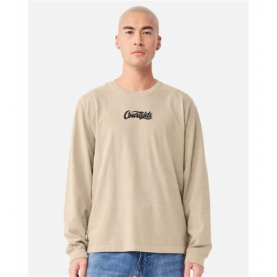 Khaki Unisex Courtside Classic Script Long Sleeve Tee