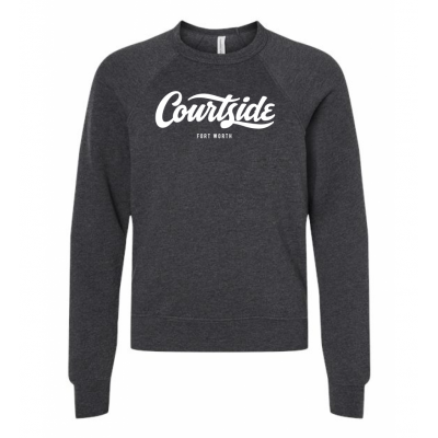 Dark Grey Heather Youth Unisex Courtside Fort Worth Classic Raglan Sweatshirt