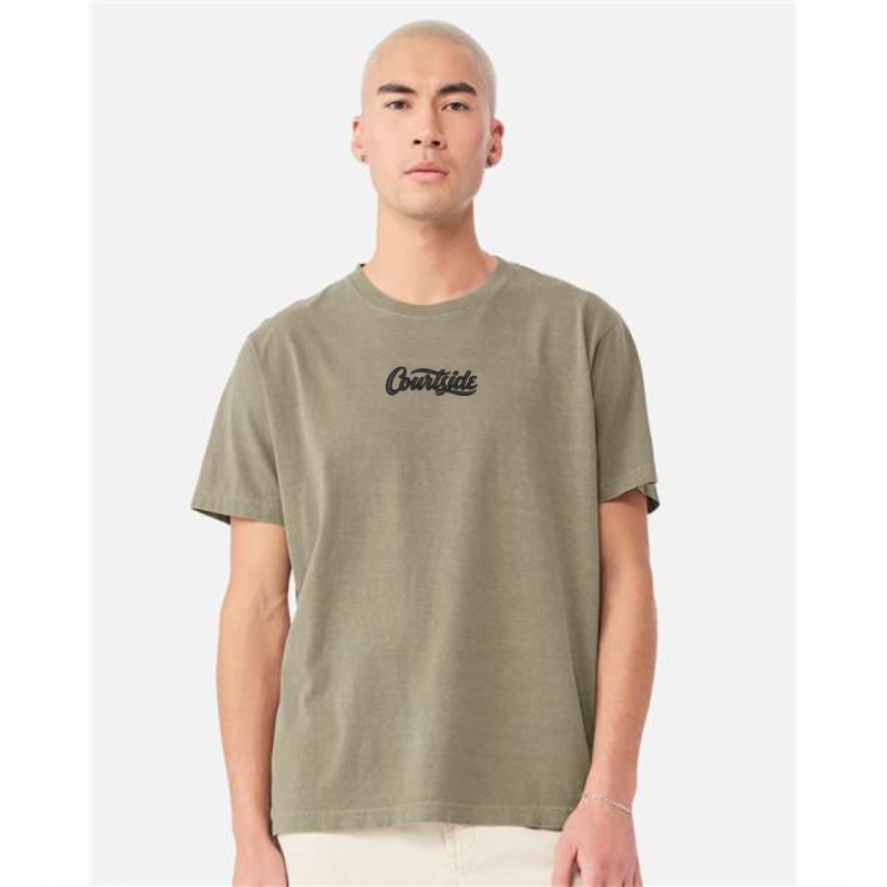 Washed Olive Unisex Courtside Classic Script Tee