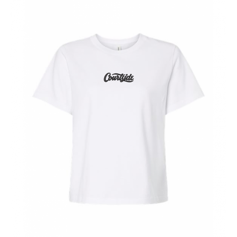 White Women's Courtside Classic Script Relaxed Tee