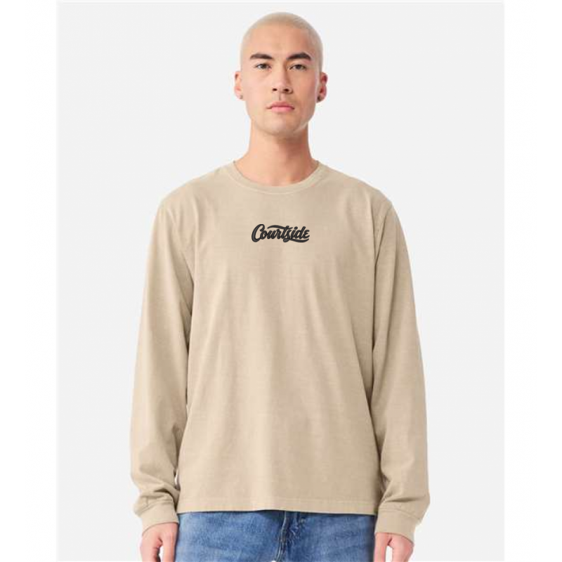 Khaki Unisex Courtside Classic Script Long Sleeve Tee