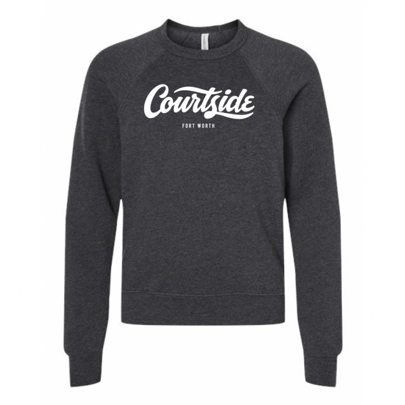Dark Grey Heather Youth Unisex Courtside Fort Worth Classic Raglan Sweatshirt